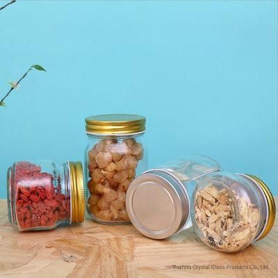 Glass Mason Jar Food Canning Packaging Glass Jar for Jam Honey Juice Pickle with Metal Lid
