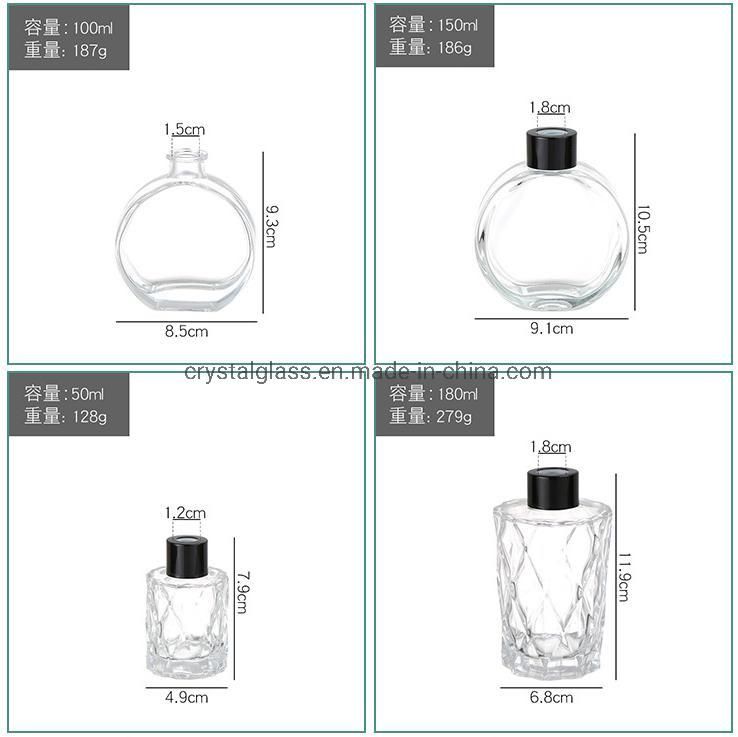 200ml Empty Clear Luxury Square Decorative Reed Diffuser Glass Bottle