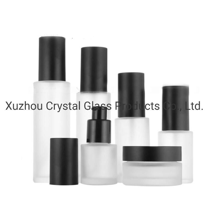 Custom Printed Cosmetic Packaging Set Glass Cosmetic Bottle and Jar