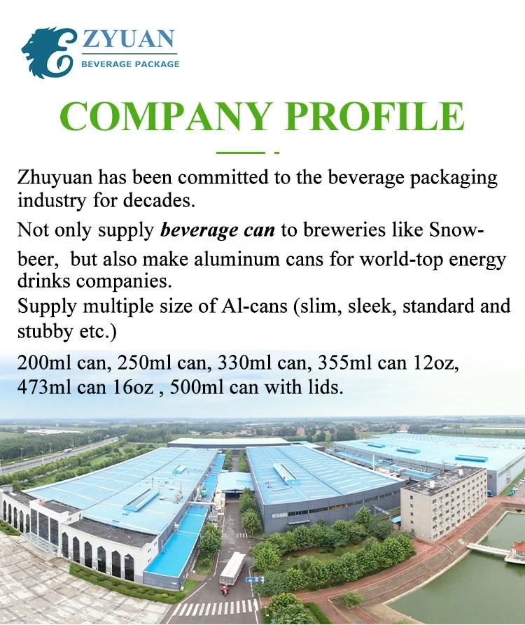 Printed and Blank Aluminium Can Beverage Can Beer Cans China Slim 250ml, Sleek 330ml, 355ml, Standard 330ml, 355ml, 450ml, 473ml and 500ml Cans