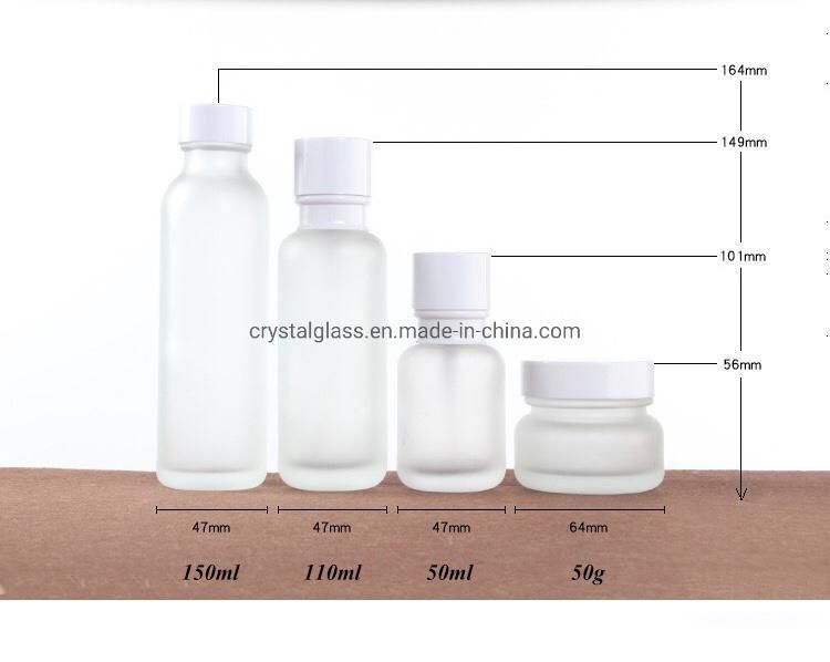 50ml 110ml 150ml 50g White Glass Cosmetic Jars Wholesale in Frosted