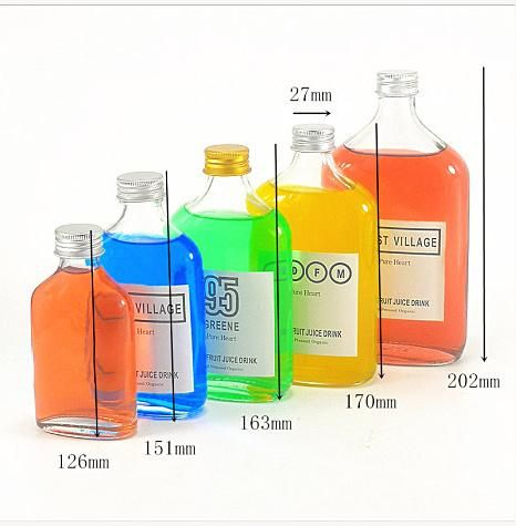 375ml (12.7oz) Glass Flask Liquor Bottle with Screw Caps Beverage and Liquor