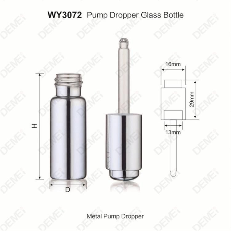 2ml-10ml Wholesale Cosmetic Packaging D16.4mm Stright Round Clear and Amber Serum Essential Oil Tube Glass Bottle with Gold Aluminum Press Button Dropper Cap