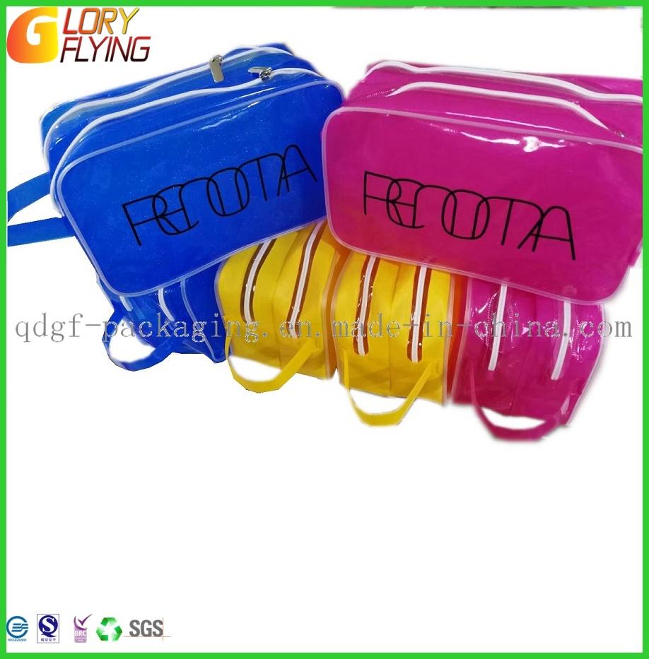 Plastic Packaging PVC Cosmetic Bag with Handle and Zipper
