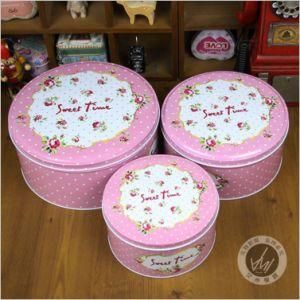 Tinplate Box with Pink Flower Cookies Chocolate Chip Cookie Tin