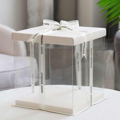 Transparent Cake Box 6 8 4 Inch Double Height Cake Packaging Box Square Plastic Birthday Cake Packaging Box