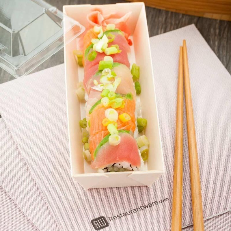 Biodegradable Togo Food Container Disposable Lunch Fast Food Box Transparent Lid Customized Wooden Sushi Takeaway Packaging Box
