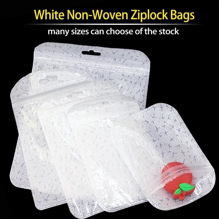 Non Woven Zipper Bag White Zip Lock Pouch Plastic Bags