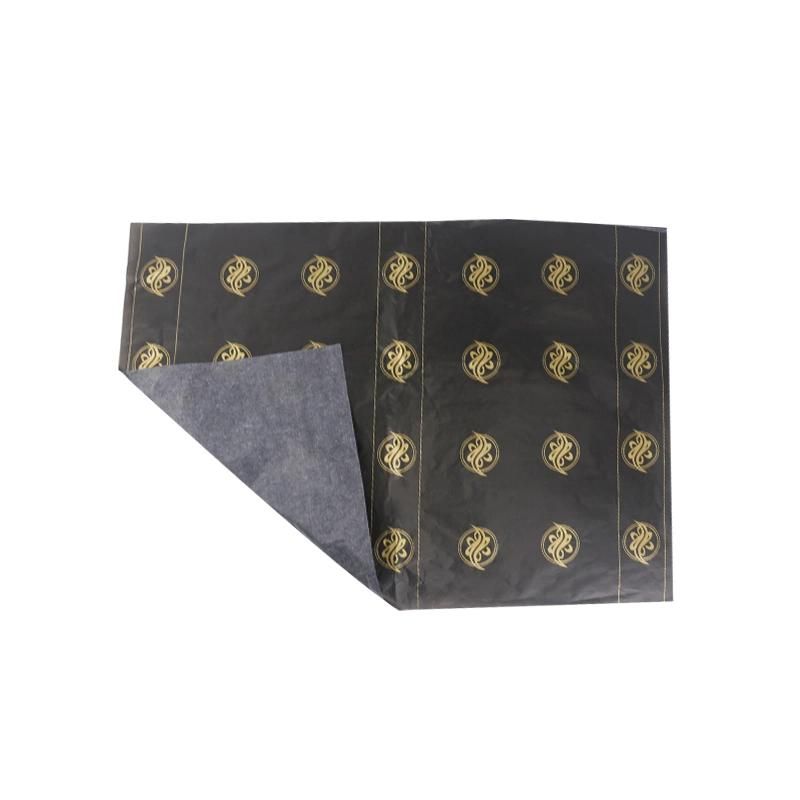 Custom 17GSM Gold Stamp Printed Black Tissue Paper