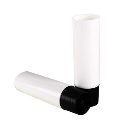 Dia50mm Ribbed Screw on Cap White Glossy Plastic Soft PE Tube Packaging