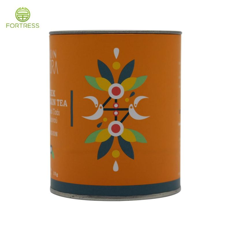 Art Paper Coffee Container Packaging Paper Tube with Tinplate Lid