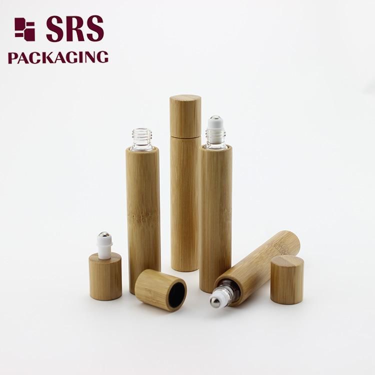 Natural Bamboo Packaging Cosmetic Black Clear Amber Green Blue Glass Container Roller/Dropper Bottle Perfume Plastic 5ml 10ml 15ml Essential Oil Roll on Bottle