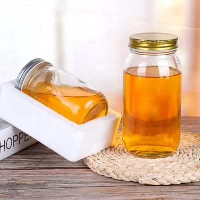 Wholesale Clear Large 750ml 25oz Jam Sauce Honey Bottles Pickle Container Food Glass Jar with Lug Lids