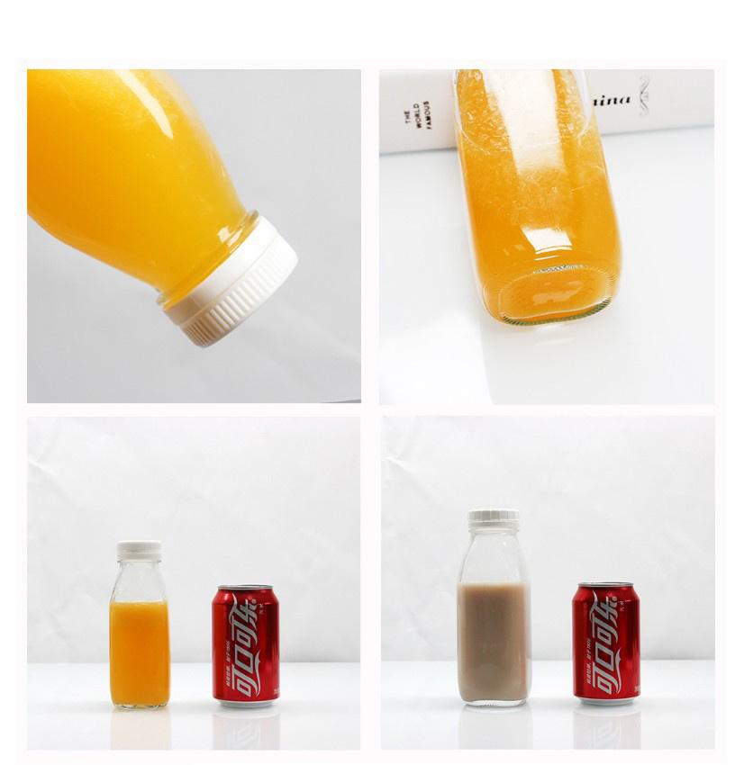 8 Oz 12 Oz 16 Oz 250ml 350ml 500ml Clear French Square Beverage Glass Bottle Cold Pressed Juice Bottles