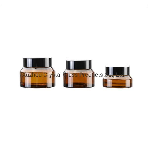 Clear Amber Colored 50g 30g 100g Cosmetic Jars Packaging with Plastic Cap