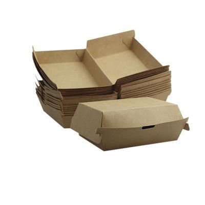Recyclable Disposable Kraft Paper Hamburger Packaging Box with Custom Sizes