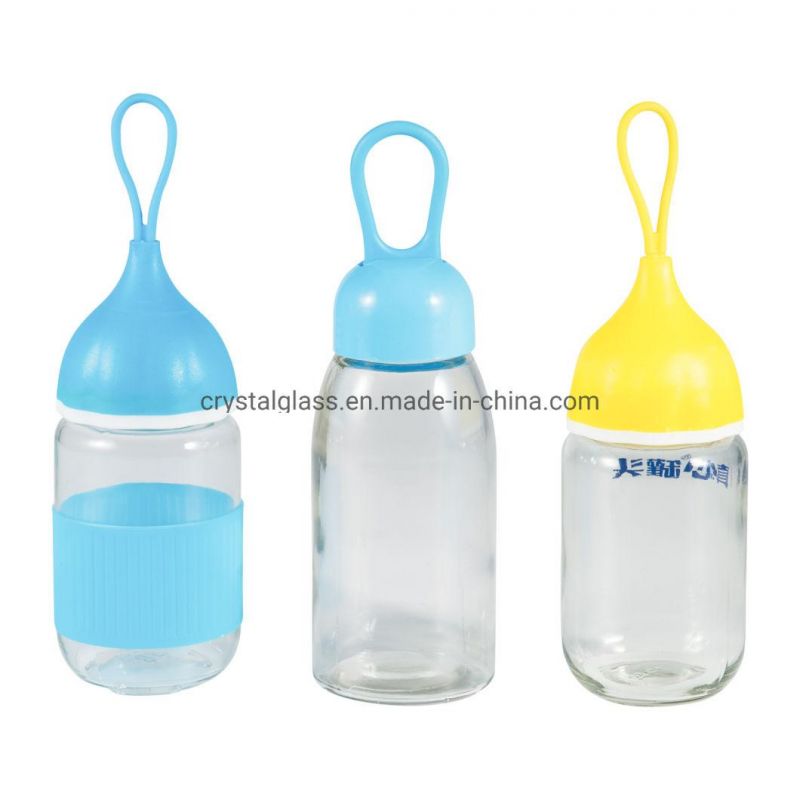 Clear Glass Water Bottle with Bamboo Lids 150-1000ml