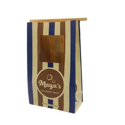 Flat Bottom Coffee Bean Tin Tie Paper Bag with Window