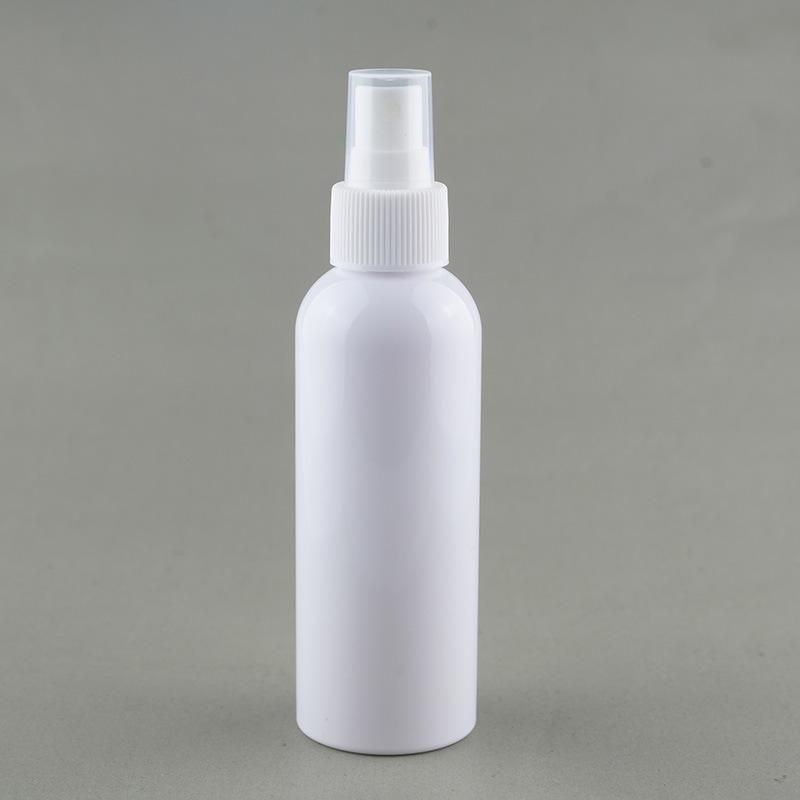 150ml 5 Oz White Pet Plastic Cosmo Round Spray Bottle with White Fine Mist Sprayer China Manufacturer