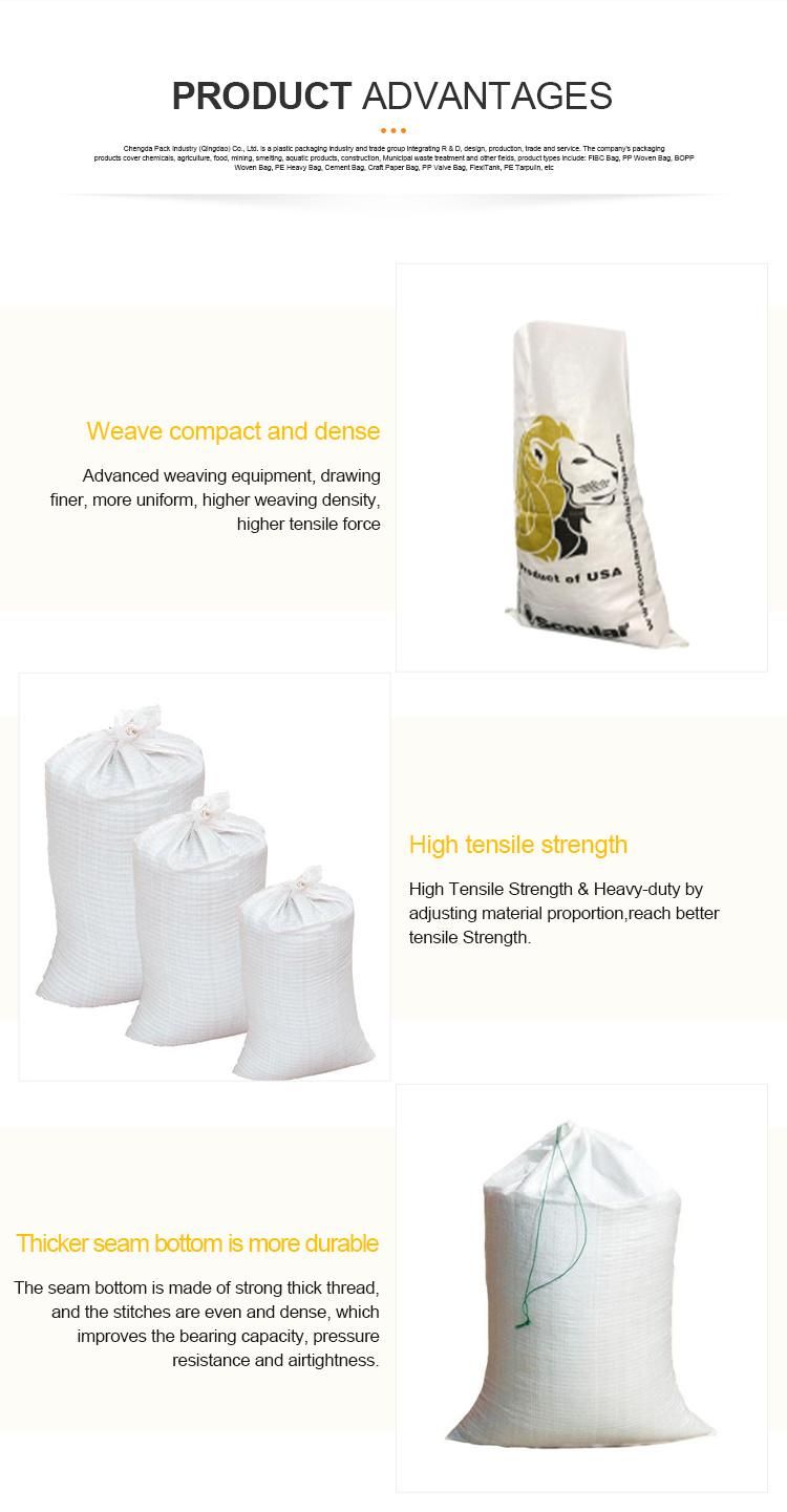 China Polypropylene Sack 50kg Plain White PP Woven Bags