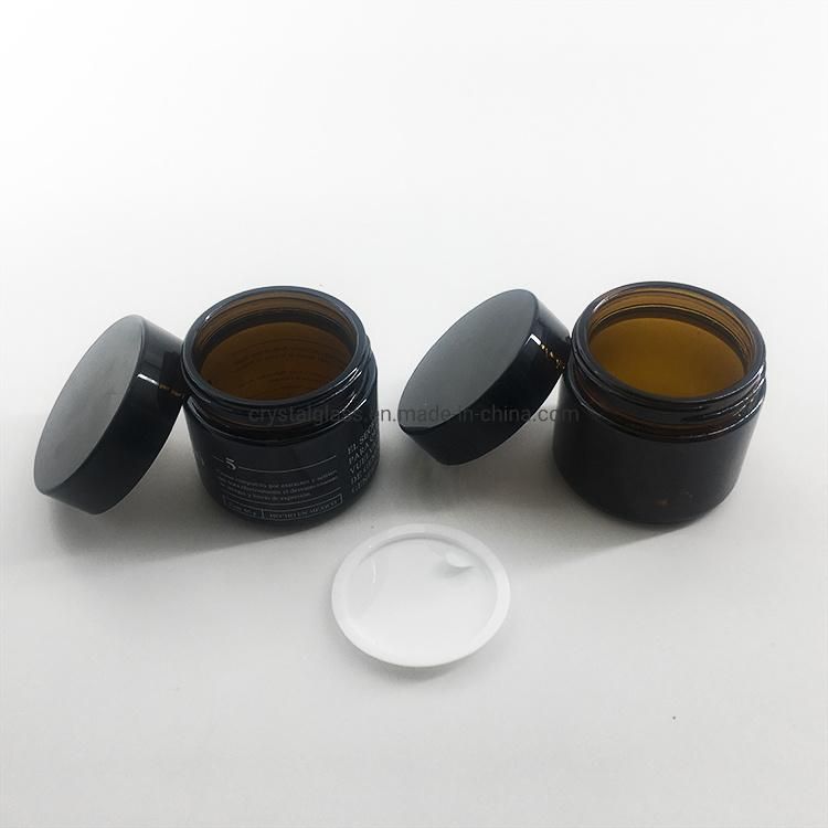 2oz China Glass Amber Cosmetic Cream and Essential Oil Jars