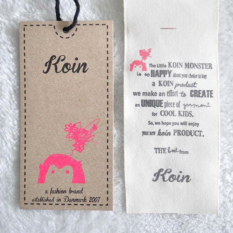 Attached Stain Fabric 2PC Kraft Paper Hangtag for Garment