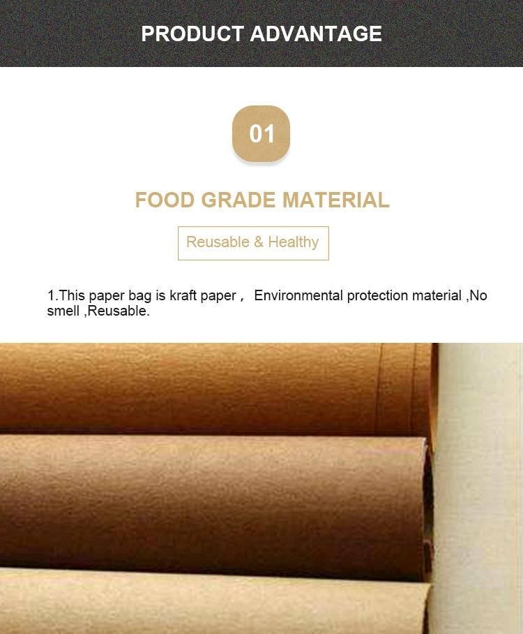 Wholesale Custom Size Brown Paper Bag Takeaway Packaging Disposable Take Away Kraft Paper Bags
