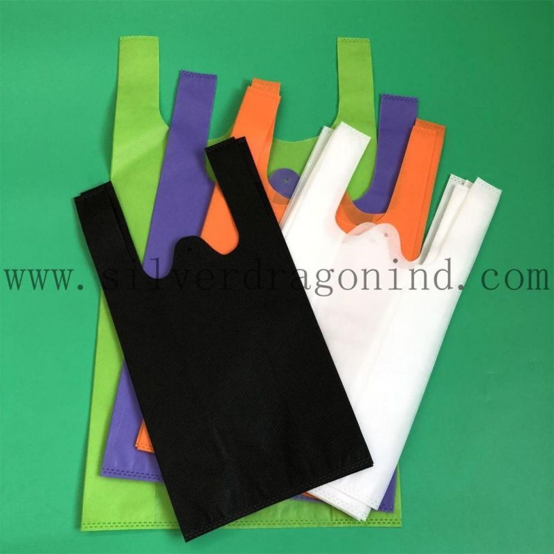 Eco-Friendly M/L/XL Sizes Custom Non-Woven T-Shirt Grocery Bags/Non-Woven Vest Bags