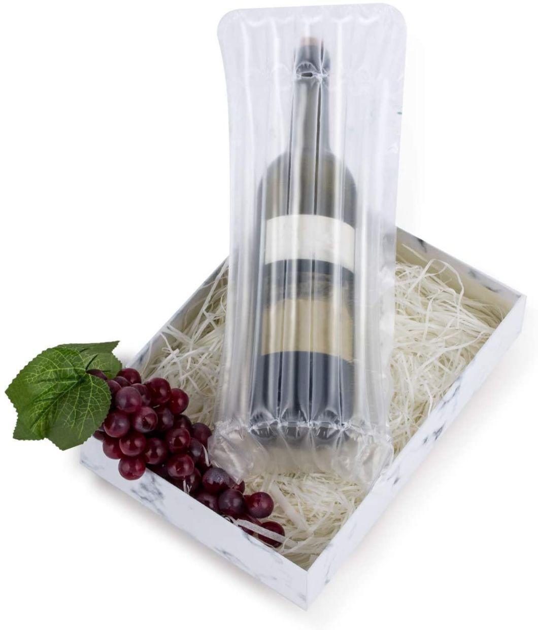 32*8cm Air Filled Bag Protective Wine Bottle Wrap Inflatable Air Cushion Column Wrap Bags with a Free Pump