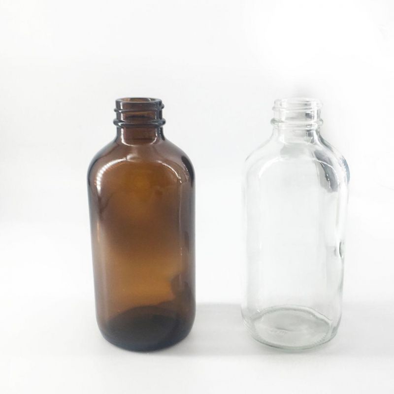 250ml Amber Brown Bpston Round Trigger Spray Glass Bottle for Essential Oils and Cleaning Products with Packing Box