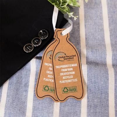 Brown Kraft Paper Card Printing Die Cut Glass Bottle Wine Hang Tag