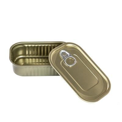 Custom Standard Tuna Fish Rectangular Seal Ring-Pull Tin Can with Lid Food Packaging