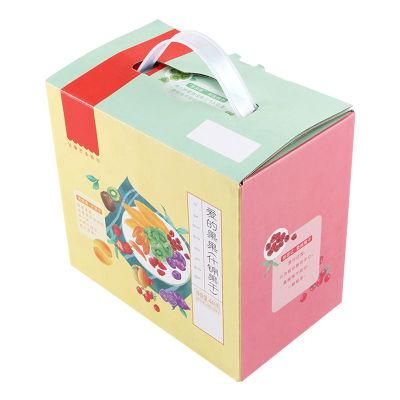 Custom Printed Color Nut Snack Gift Packing Gift Paper Box with Handle