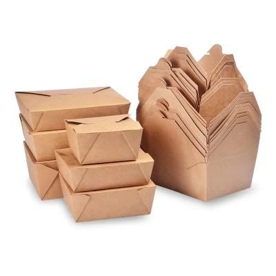 Disposable Fast Food Packaging Salad Lunch Box Kraft Paper Takeaway Bento Food Box