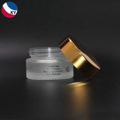 Custom Glass Container 15g Plastic Lid Matt Clear Cosmetic Jar for Skin Cream