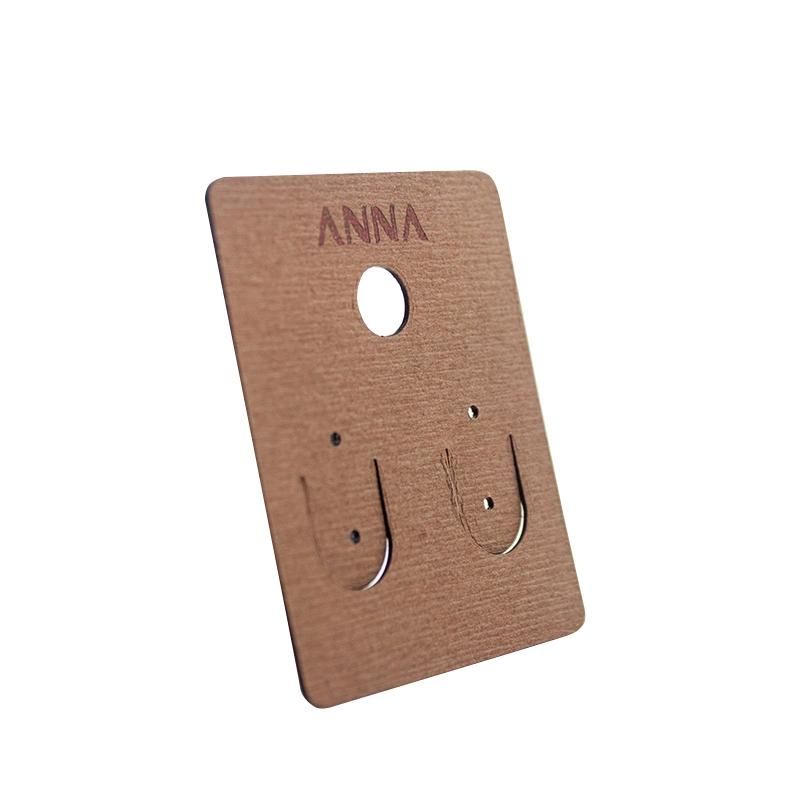 Fsc Brown Special Textured Paper Coating PVC Earring Hang Tag