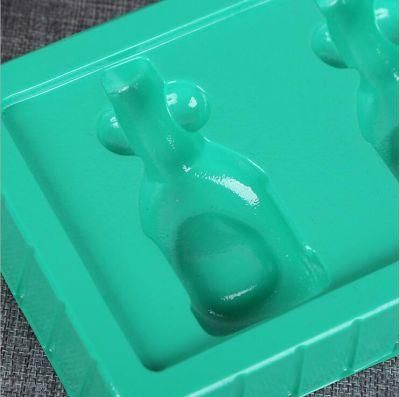 PP Green Flocking Cosmetic Blister Packaging Tray