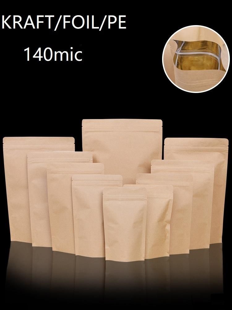 Matt Finish Kraft Bag with Zipper and Bottom 100g/200g/300g/400g/500g/1000g