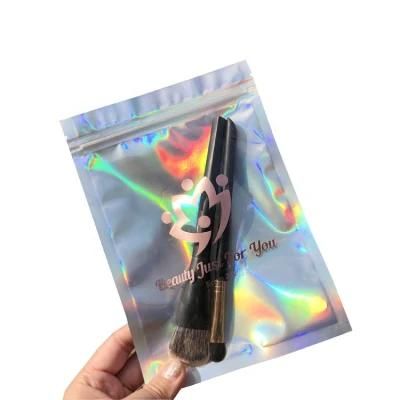 Resealable Hologram Mylar Zipper Plastic Jewelry Makeup Ziplock Packaging Transparent Holographic Bags