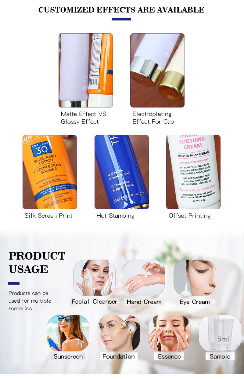 Customized Cosmetic Plastic LDPE+Aluminum Tube 100ml 50ml Packaging Squeeze Lotion Cream Tube