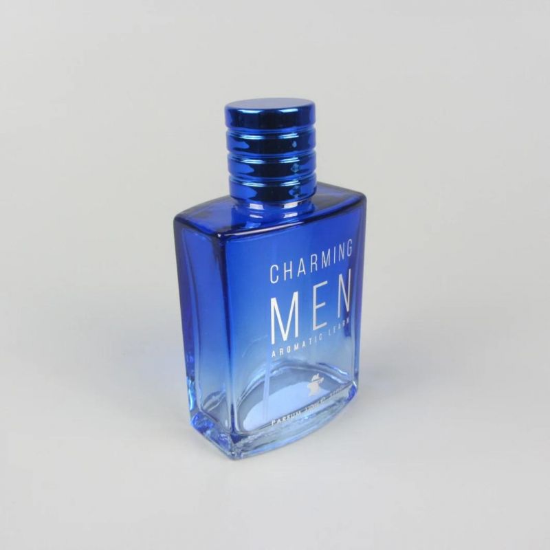 Empty Glass Perfume Bottle Clear Transparent Color Black Color Square Shape