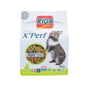 Customized Printing Biodegradabale Flexible Plastic Packing Heat Seal Square Flat Bottom Pet Feed Food Bag