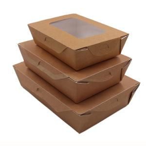 Custom Food Container Single-Window Salad Fruit Box Disposable Kraft Paper Bento Box