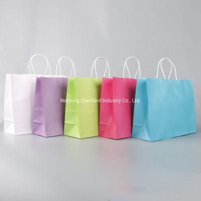 Custom Made Flat Paper Rope Handles Fast Food Brown Takeaway Kraft Paper Bag for Restaurant Packaging