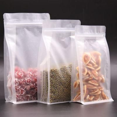 Food Grade PE Transparent Resealable Stand up Pouch Heat Seal Zipper Plastic Flat Bottom Bag