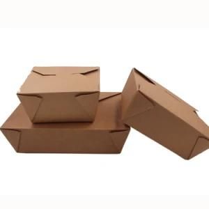 800ml 1000ml 1400ml 2000ml Disposable Kraft Carton Lunch Take out Paper Box for Hotel Food Packaging