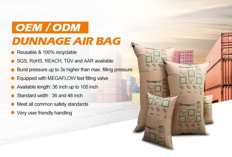 500*1000mm Kraft Paper Air Bag Container Pillow Air Dunnage Bag