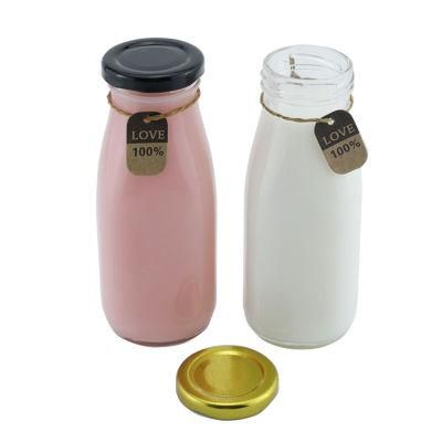 Wholesale 300ml Reusable Glass Milk Bottles with Metal Lid