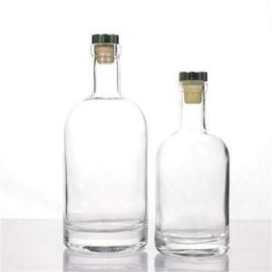 Factory Produced Thick Bottom High White Vodka Whisky Sherry 375ml 500ml 750ml Glass Bottle with Cork Cap for Liquor