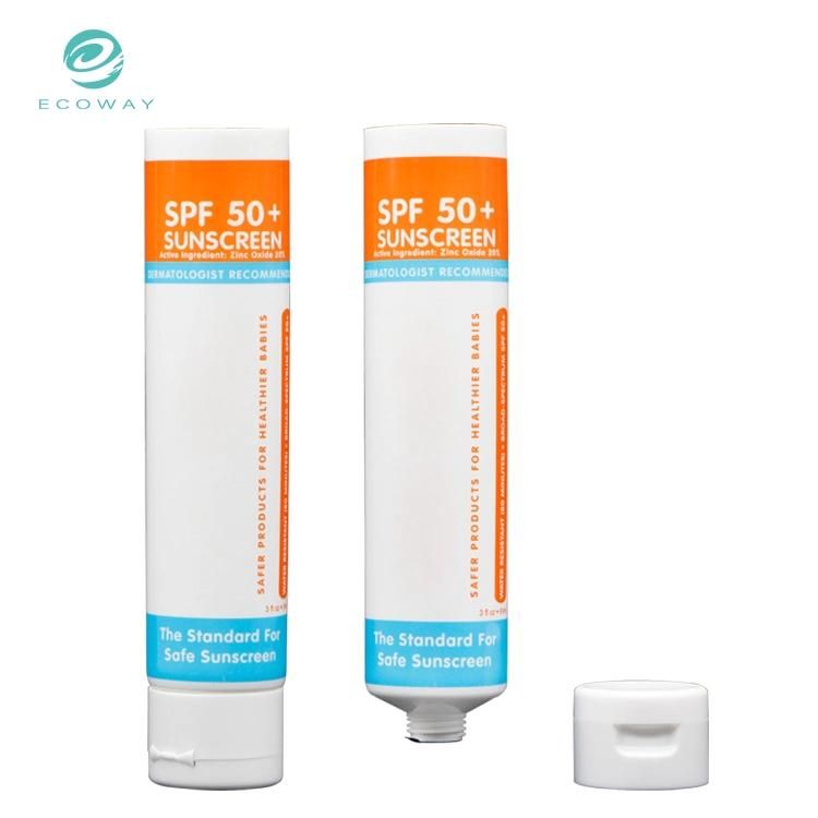 Foil Sealing White Ordinary Flip Cover 89ml Large Capacity Custom Offset Sunscreen Tube